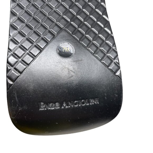 Y2K 90s Enzo Angiolini LIO Slide Wedge Sandals Womens 7 Open Toe Striped Black - Picture 9 of 11